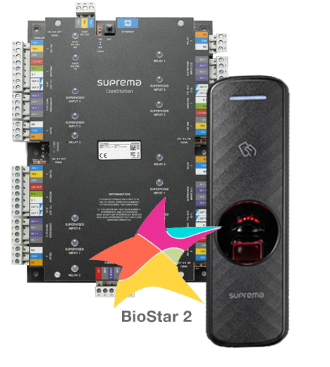 Suprema CST-4DR-R2. Комплект СКУД: мастер-контроллер CS-40 + считыватель BioEntry R2 (4 шт.) + ПО BioStar2 Starter + мобильные идентификаторы
